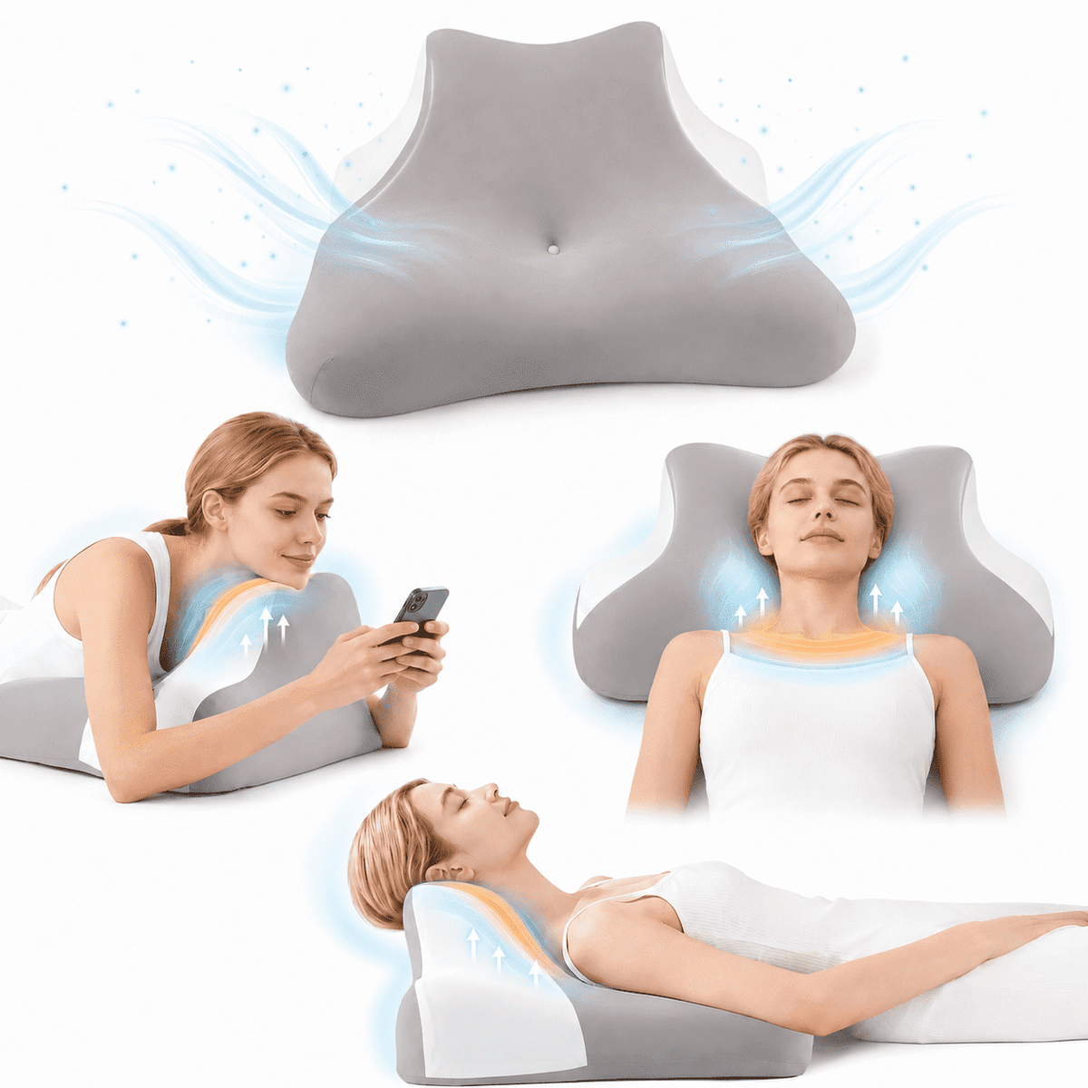 ULTREMA Ergonomic Cervical Memory Foam Pillow for Neck and Shoulder Pain Relief, Contour Orthopedic Sleeping Pillow for Back, Side, and Stomach Sleepers, Blue - Image 8