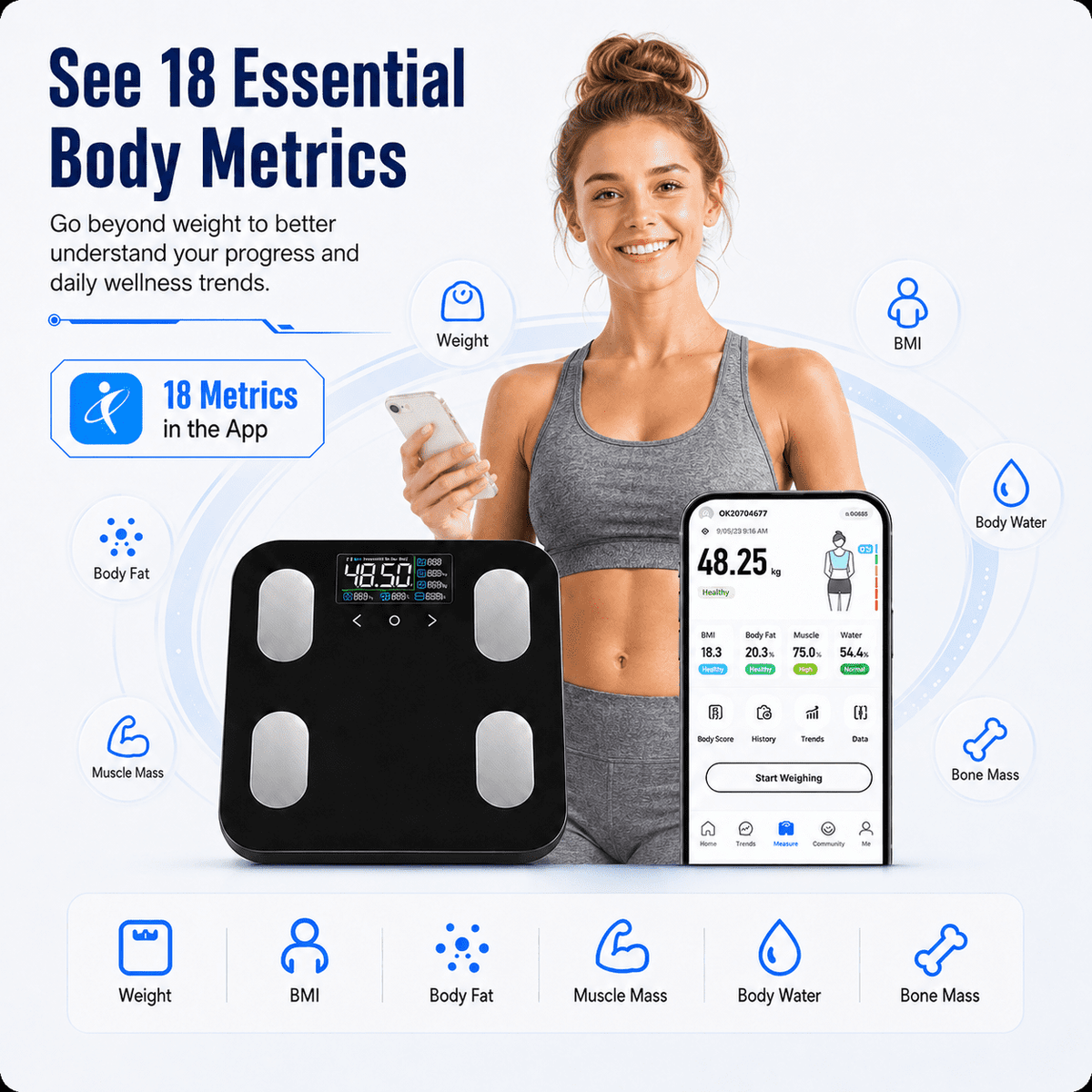 ULTREMA 8-Electrode Smart Body Fat Scale, Digital Bathroom Scale for Body Weight and BMI, High Accuracy Body Composition Analyzer with Large VA Color Display & Smartphone App, 400 lbs - Image 7