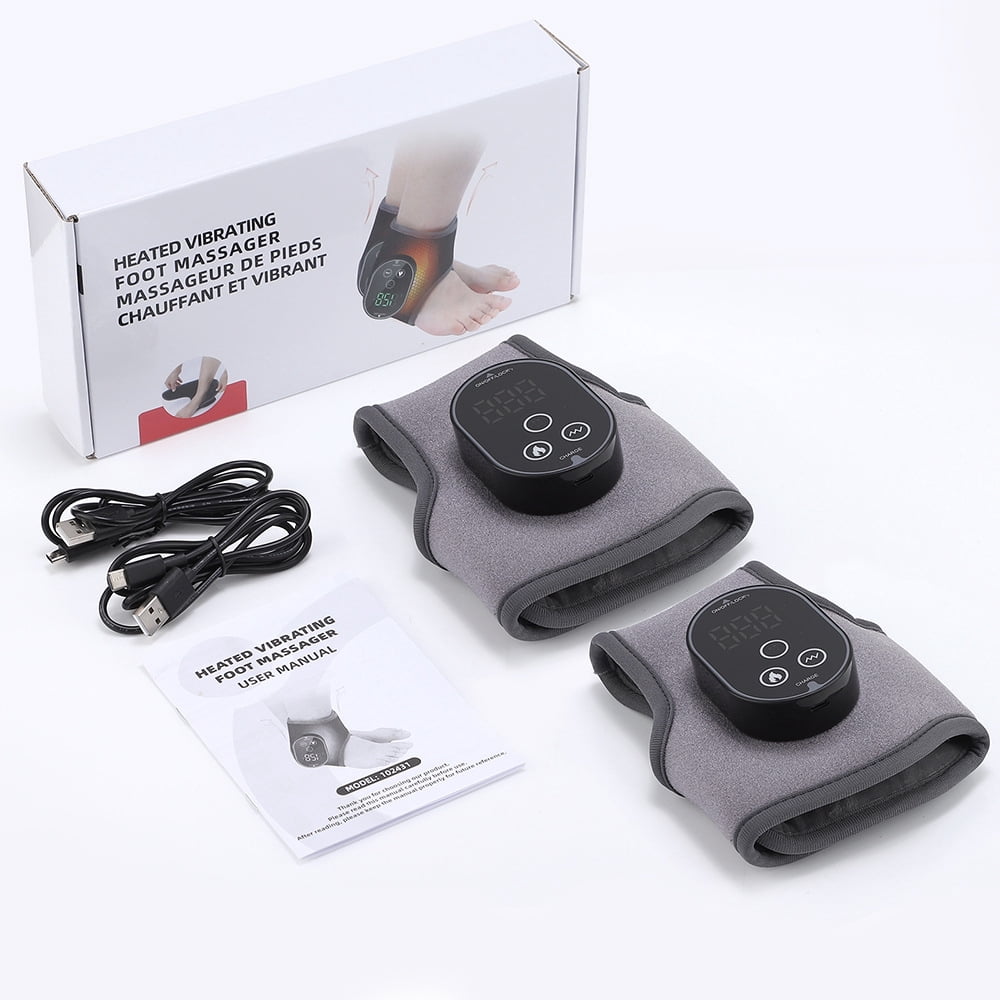 ULTREMA Cordless Foot Massager Wrap with 5 Heat Levels & 3 Vibration Modes, Rechargeable Heating & Vibration Pad for Feet, Ankles & Lower Calf, Gray, 1-Pack