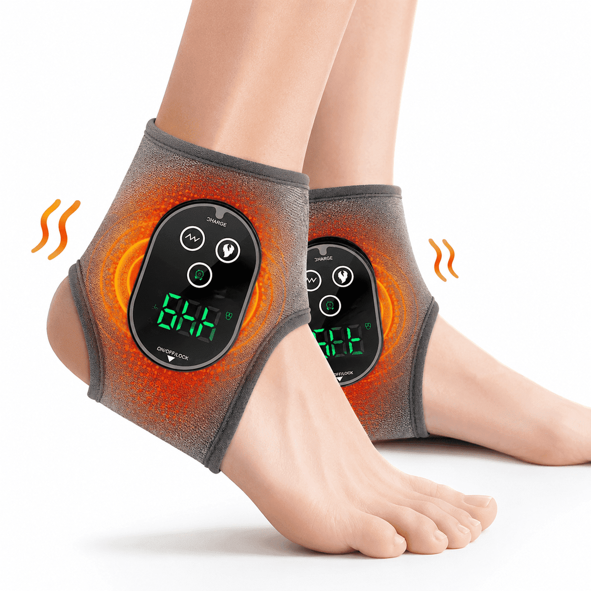 ULTREMA Cordless Foot Massager Wrap with 5 Heat Levels & 3 Vibration Modes, Rechargeable Heating & Vibration Pad for Feet, Ankles & Lower Calf, Gray, 1-Pack