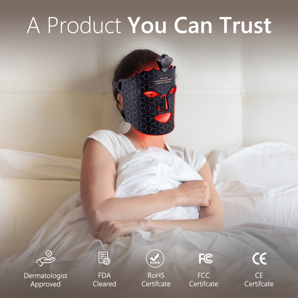 ULTREMA Red Light Therapy for Face, 7 Modes Led Face Mask Light Therapy with Remote, Portable Light Therapy Mask for Skin Care at Home, Travel (Black)