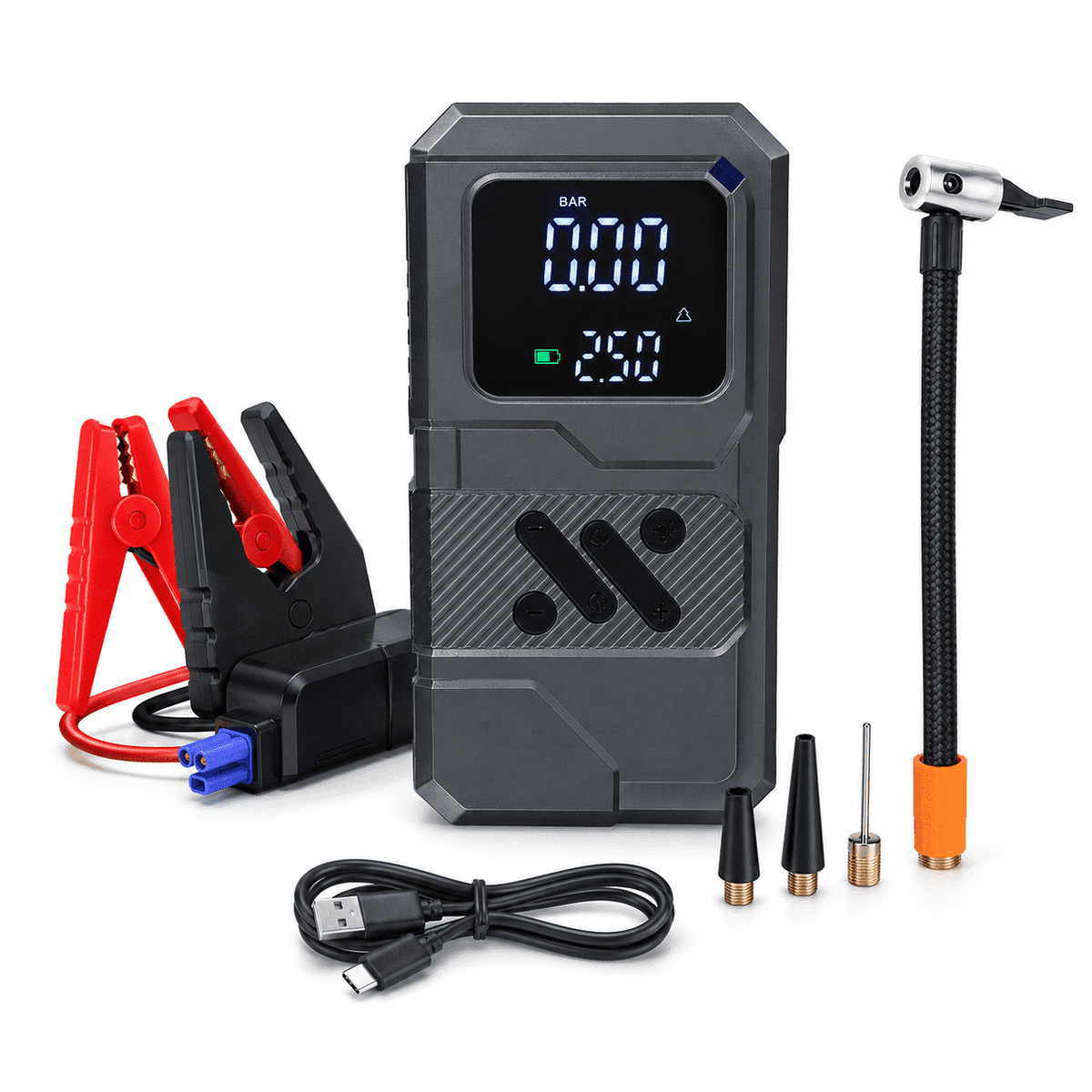 ULTREMA Portable Car Jump Starter with Air Compressor, 8000mAh 12V Auto Battery Booster Pack & Tire Inflator, 4-in-1 Jump Box, Power Bank & LED Light for Gas Engines, Motorcycle - Image 10