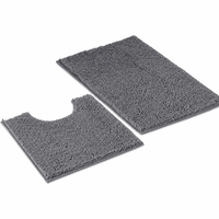 ULTREMA 2-Piece Chenille Bathroom Rug Set, Absorbent Bath Mat and U-Shaped Contour Rug, Non-Slip Backing, Machine Washable,Gery - Image 8