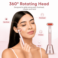 4-in-1 Facial Wand with Magnetic Charging Base, Red Light Therapy for Face and Neck, Microcurrent EMS Skin Tightening, Thermal Facial Massager for Anti-Aging & Wrinkle Reduction, Pink - Image 4