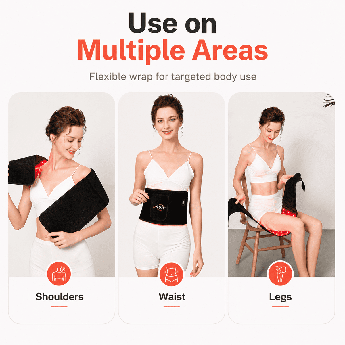 ULTREMA Wearable Red LED Relaxation Belt with Timer, Adjustable Comfort Wrap for Home Self-Care and Daily Wellness, Lightweight Hands-Free Body Band for Men and Women - Image 2
