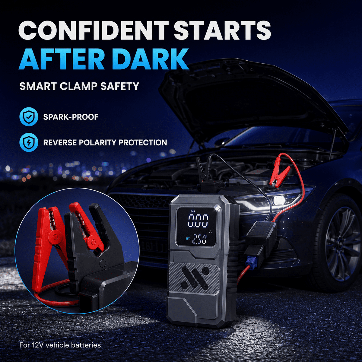 ULTREMA Portable Car Jump Starter with Air Compressor, 8000mAh 12V Auto Battery Booster Pack & Tire Inflator, 4-in-1 Jump Box, Power Bank & LED Light for Gas Engines, Motorcycle - Image 21