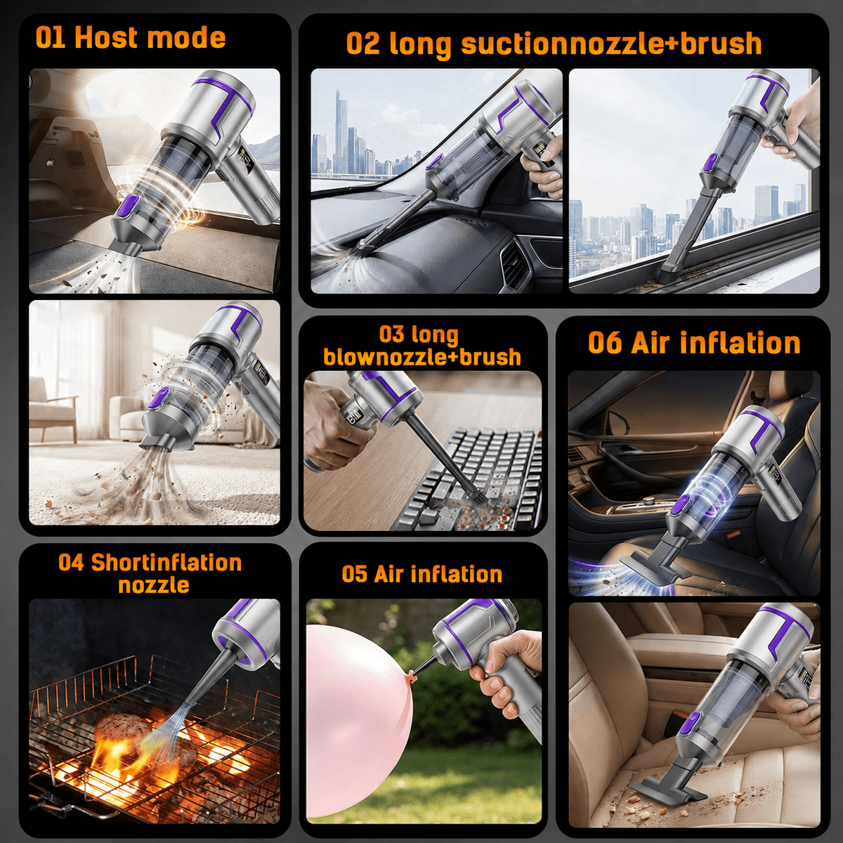 ULTREMA Cordless Handheld Car Vacuum Cleaner, Foldable Rechargeable Vacuum & Air Blower 2-in-1, High Power Suction Portable Dust Cleaner with LED Display, Type-C Fast Charging for Car Home Office - Image 2