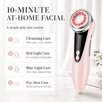 ULTREMA 4-in-1 Facial Care Device, Rechargeable Warm Facial Massager with Red & Blue Light Modes, Sonic Vibration Cleansing Tool for Face, Eye Area & Skincare Routine, Pale Pink - Image 5