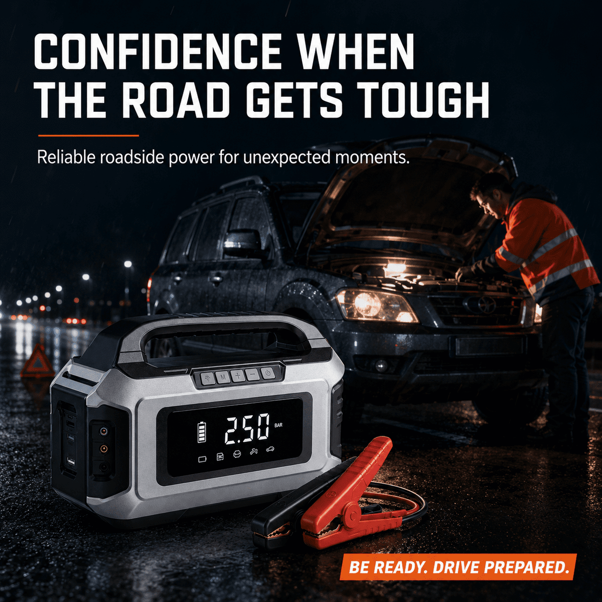 ULTREMA Portable Car Jump Starter with Air Compressor, 8000mAh 12V Auto Battery Booster Pack & Tire Inflator, 4-in-1 Jump Box, Power Bank & LED Light for Gas Engines, Motorcycle - Image 4