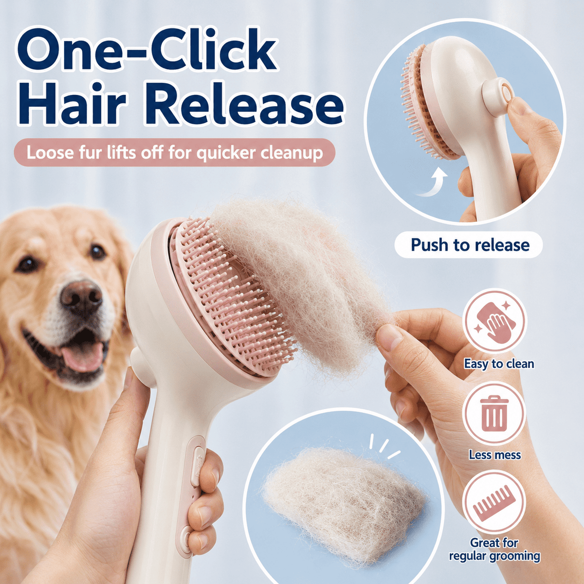 ULTREMA Pet Bath Brush with Automatic Foaming, Dog & Cat Shower Scrubber Comb, Soft Silicone Grooming Brush with Shampoo Dispenser, Handheld Pet Washer for Small Medium Large Pets - Image 7
