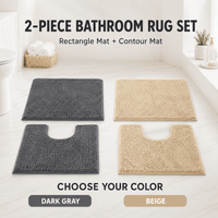 ULTREMA 2-Piece Chenille Bathroom Rug Set, Absorbent Bath Mat and U-Shaped Contour Rug, Non-Slip Backing, Machine Washable,Gery - Image 6
