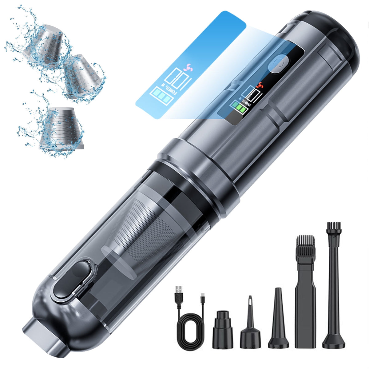 ULTREMA Brushless Handheld Car Vacuum Cordless, 16000Pa Suction Mini Portable Vacuum Cleaner & Air Blower with LED Display, 3 Speeds 100W High Power for Car Detailing, Pet Hair, Home & Office