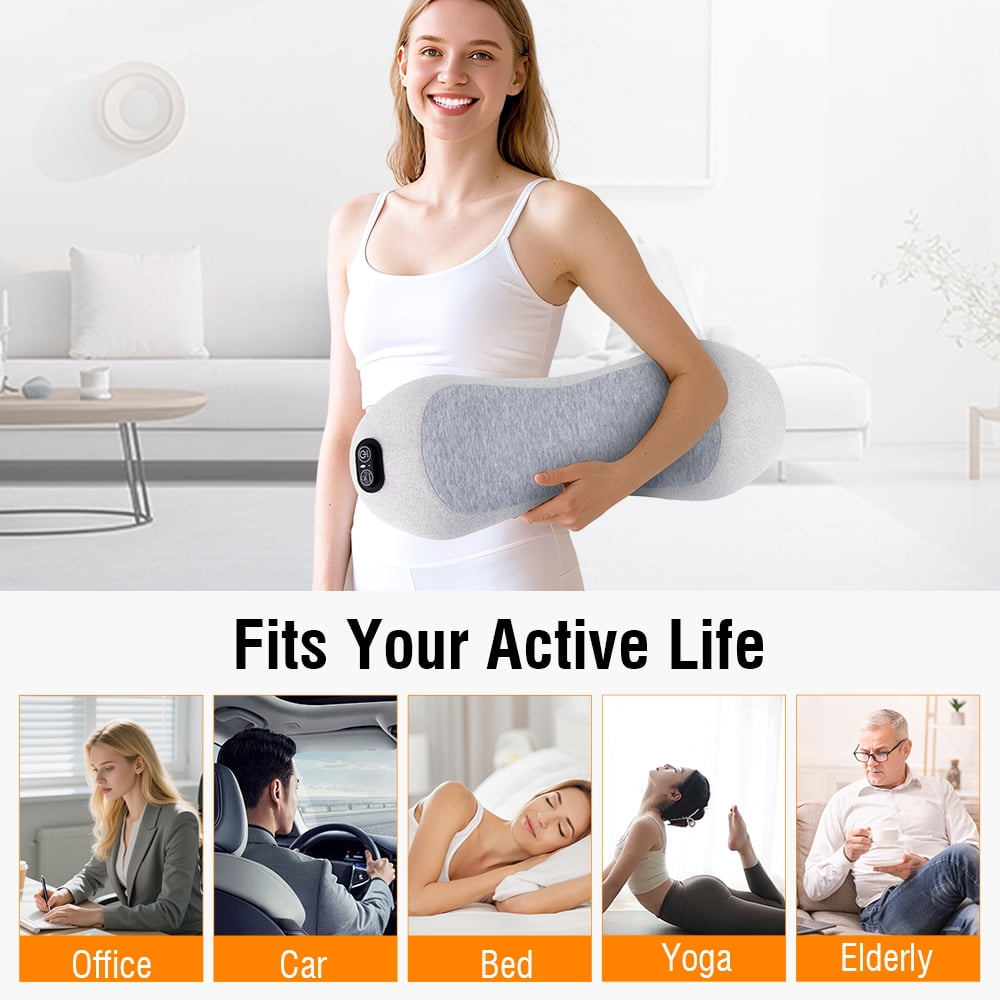 ULTREMA Cordless 3-in-1 Electric Lumbar Support Pillow with Heat, Vibration Massage and Adjustable Air Lift, Rechargeable Memory Foam Lower Back Cushion for Bed, Sofa and Office Chair, Light Gray - Image 9