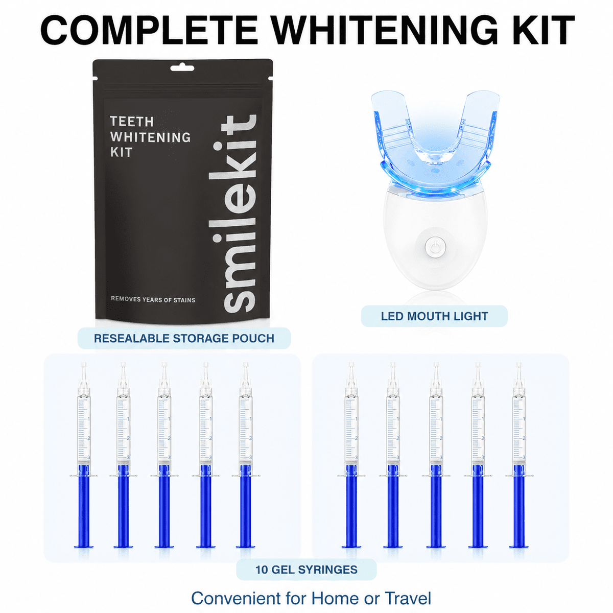 ULTREMA Teeth Whitening Kit with LED Light, 10 Whitening Gel Syringes, At-Home Teeth Whitener for Coffee, Tea and Wine Stains - Image 4