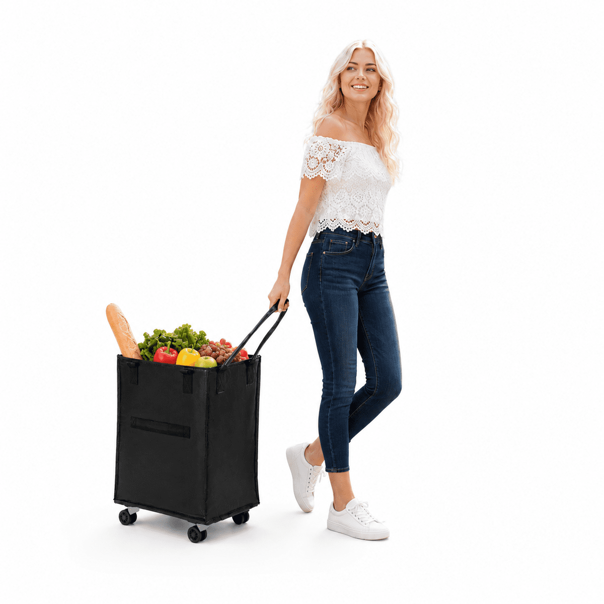 ULTREMA 100L Rolling Laundry Basket with Wheels, Heavy Duty Foldable Utility Tote Bag, Collapsible Laundry Hamper with Handles, Black - Image 6