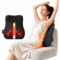 ULTREMA Cordless Back Massager with Heat, 3 Massage Modes, 42 cm Rolling Track, Rechargeable Lumbar Massage Cushion for Home and Office, Black