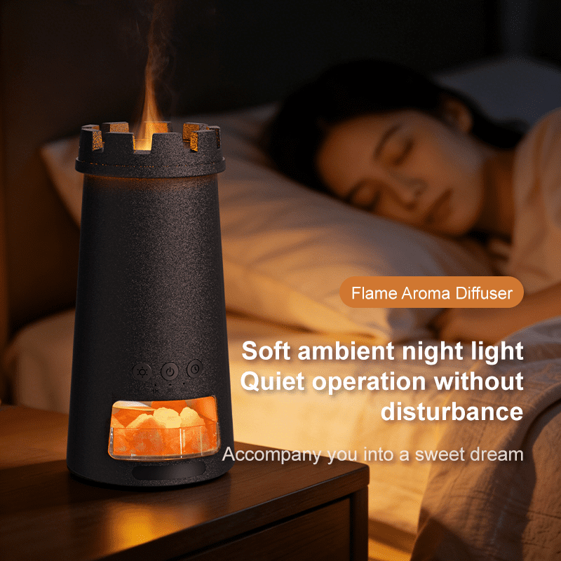 ULTREMA Lighthouse Flame Aroma Diffuser, 150ml Ultrasonic Humidifier with Himalayan Salt Rock, Essential Oil Diffuser with Auto Shut-Off for Home Bedroom, Black - Image 4