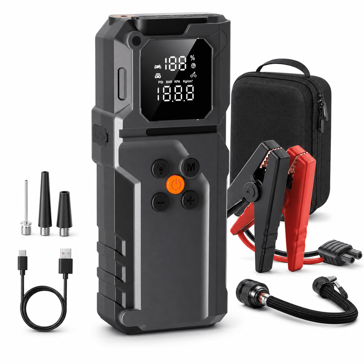 ULTREMA Portable Car Jump Starter with Air Compressor, 8000mAh 12V Auto Battery Booster Pack & Tire Inflator, 4-in-1 Jump Box, Power Bank & LED Light for Gas Engines, Motorcycle - Image 28