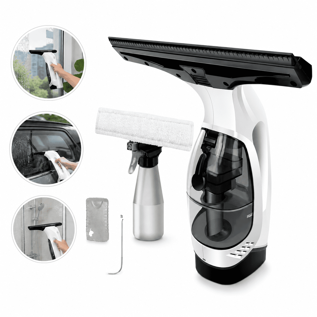 ULTREMA Cordless Electric Window Cleaner, Rechargeable Glass Cleaning Squeegee with Spray Bottle & Microfiber Cloth for Windows, Mirrors, Shower Doors, Car Glass