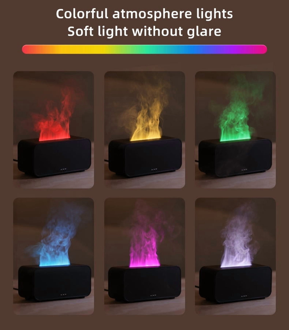 ULTREMA Flame Aroma Diffuser, Ultrasonic Humidifier with Realistic Fire Effect, Essential Oil Diffuser, Black - Image 8