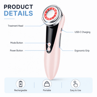 ULTREMA 4-in-1 Facial Care Device, Rechargeable Warm Facial Massager with Red & Blue Light Modes, Sonic Vibration Cleansing Tool for Face, Eye Area & Skincare Routine, Pale Pink - Image 6