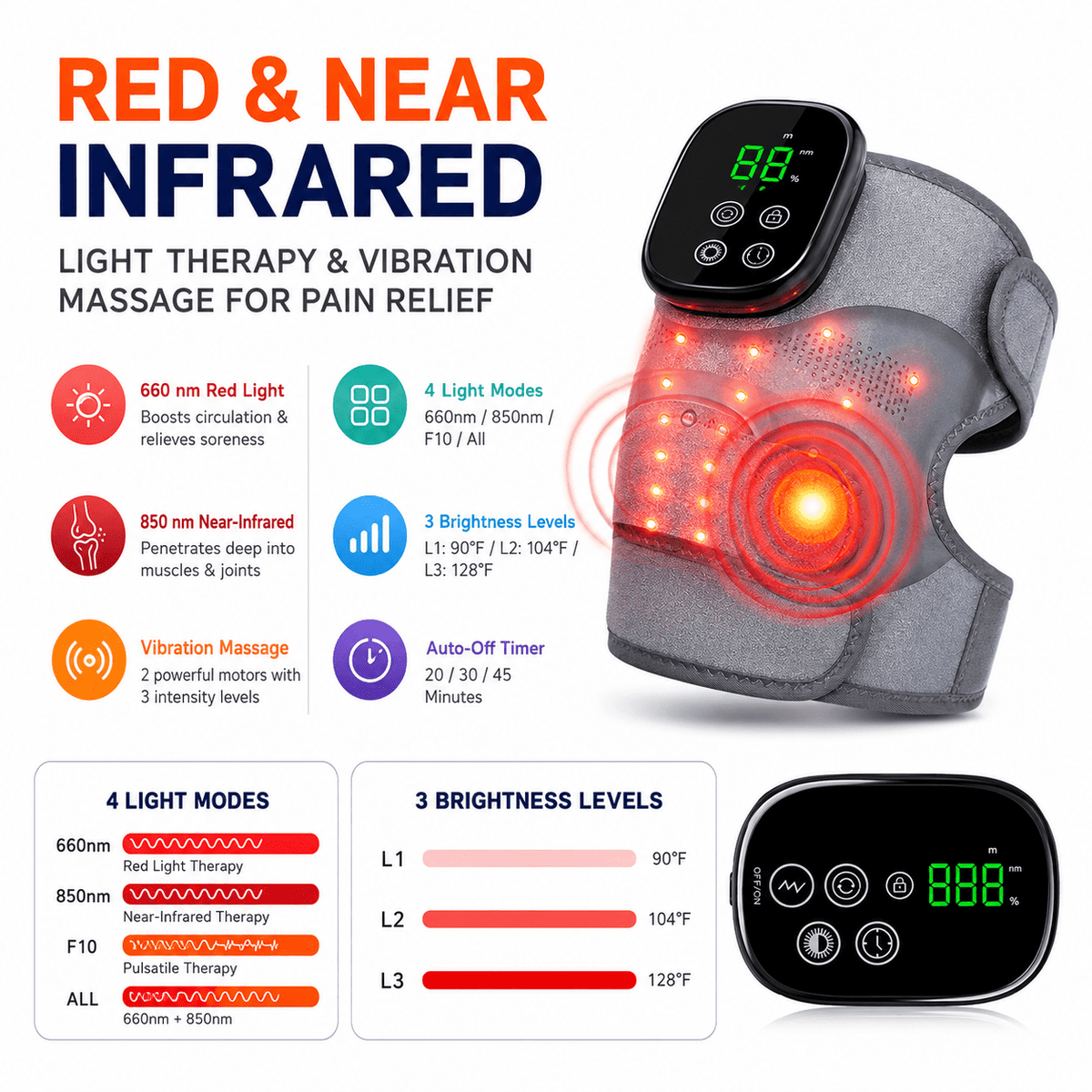 ULTREMA Heated Knee Massager Rechargeable Heated Knee Brace, Leg Shoulder Pain Relief for Women Men - Image 3