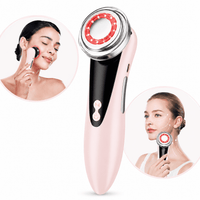 ULTREMA 4-in-1 Facial Care Device, Rechargeable Warm Facial Massager with Red & Blue Light Modes, Sonic Vibration Cleansing Tool for Face, Eye Area & Skincare Routine, Pale Pink