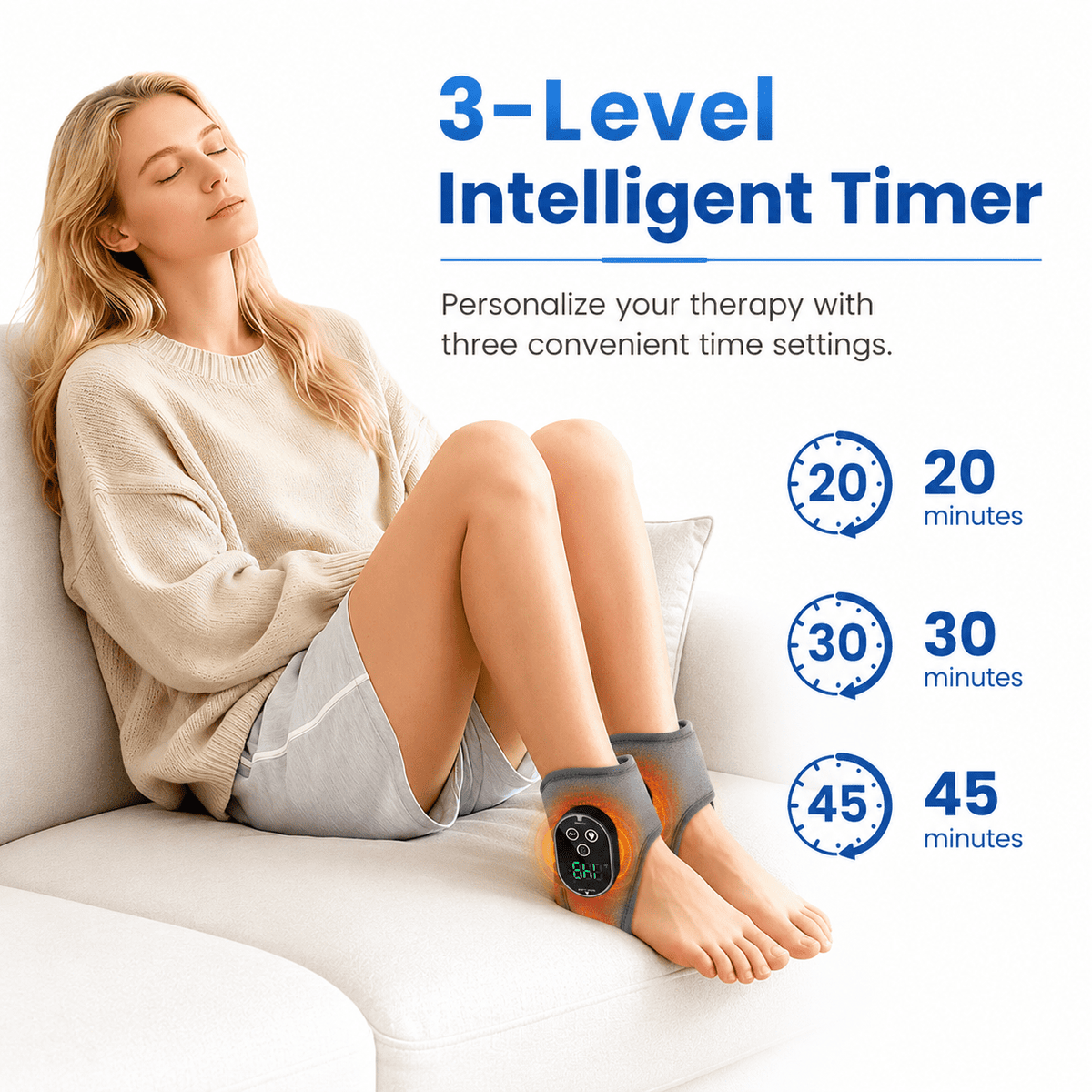 ULTREMA Cordless Foot Massager Wrap with 5 Heat Levels & 3 Vibration Modes, Rechargeable Heating & Vibration Pad for Feet, Ankles & Lower Calf, Gray, 1-Pack
