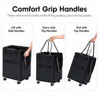 ULTREMA 100L Rolling Laundry Basket with Wheels, Heavy Duty Foldable Utility Tote Bag, Collapsible Laundry Hamper with Handles, Black - Image 5