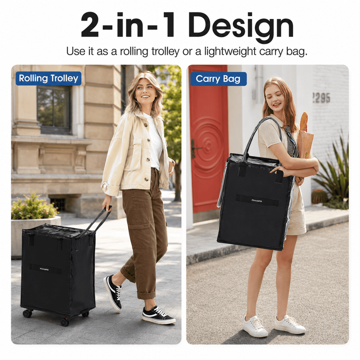 ULTREMA 100L Rolling Laundry Basket with Wheels, Heavy Duty Foldable Utility Tote Bag, Collapsible Laundry Hamper with Handles, Black - Image 4