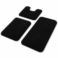 ULTREMA 3 Piece Bathroom Rug Set, Soft Absorbent Plush Chenille Bath Mats with Non-Slip PVC Dot Backing, Machine Washable Toilet and Vanity Rugs, Black