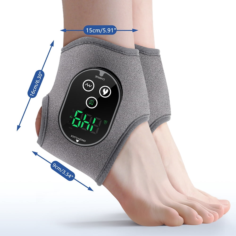 ULTREMA Cordless Foot Massager Wrap with 5 Heat Levels & 3 Vibration Modes, Rechargeable Heating & Vibration Pad for Feet, Ankles & Lower Calf, Gray, 1-Pack