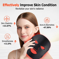 Red Light Face Mask, 7 Color Light Therapy Facial Mask with 288 LEDs, Soft Silicone Skin Care Mask with Wired Controller, Eye Inserts and 5/10/15 Min Timer, Black - Image 3