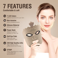 ULTREMA Red Light Therapy for Face, 7 Modes Led Face Mask Light Therapy with Remote, Portable Light Therapy Mask for Skin Care at Home, Travel (Beige) - Image 2