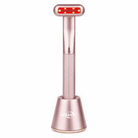 4-in-1 Facial Wand with Magnetic Charging Base, Red Light Therapy for Face and Neck, Microcurrent EMS Skin Tightening, Thermal Facial Massager for Anti-Aging & Wrinkle Reduction, Pink - Image 2