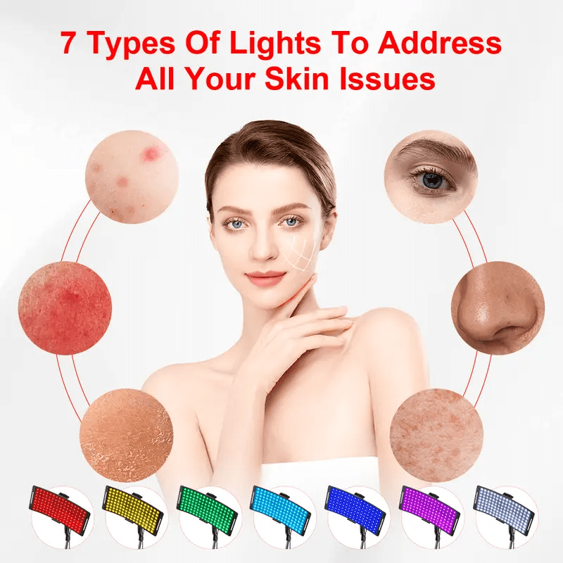 ULTREMA 7 Color LED Light Device for Face and Body, Rechargeable Curved Panel with Adjustable Floor Stand, Portable Home Skin Care Lamp - Image 6