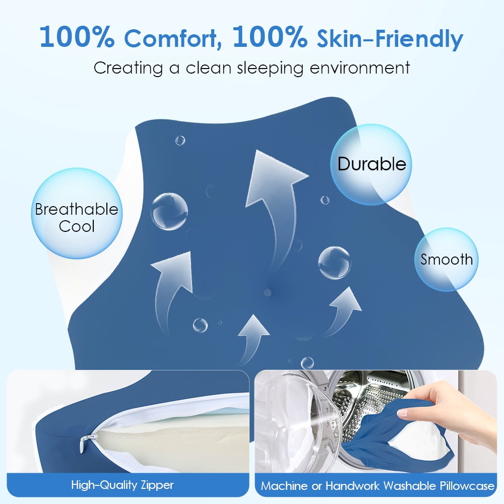 ULTREMA Ergonomic Cervical Memory Foam Pillow for Neck and Shoulder Pain Relief, Contour Orthopedic Sleeping Pillow for Back, Side, and Stomach Sleepers, Blue - Image 14