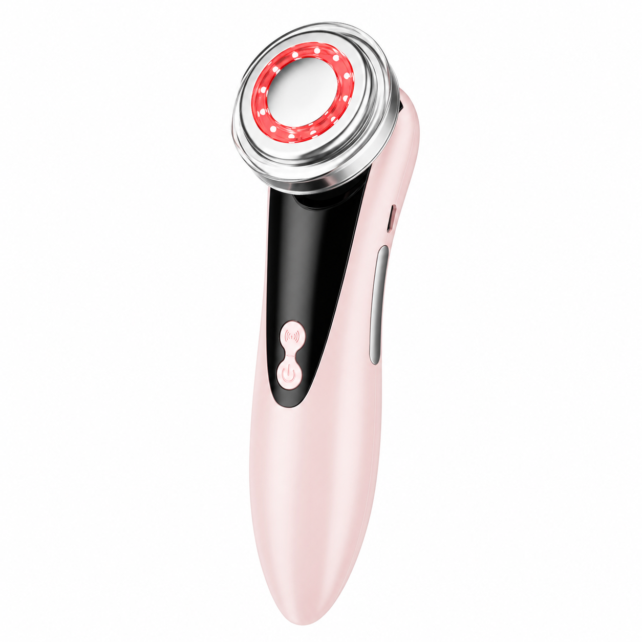ULTREMA 4-in-1 Facial Care Device, Rechargeable Warm Facial Massager with Red & Blue Light Modes, Sonic Vibration Cleansing Tool for Face, Eye Area & Skincare Routine, Pale Pink