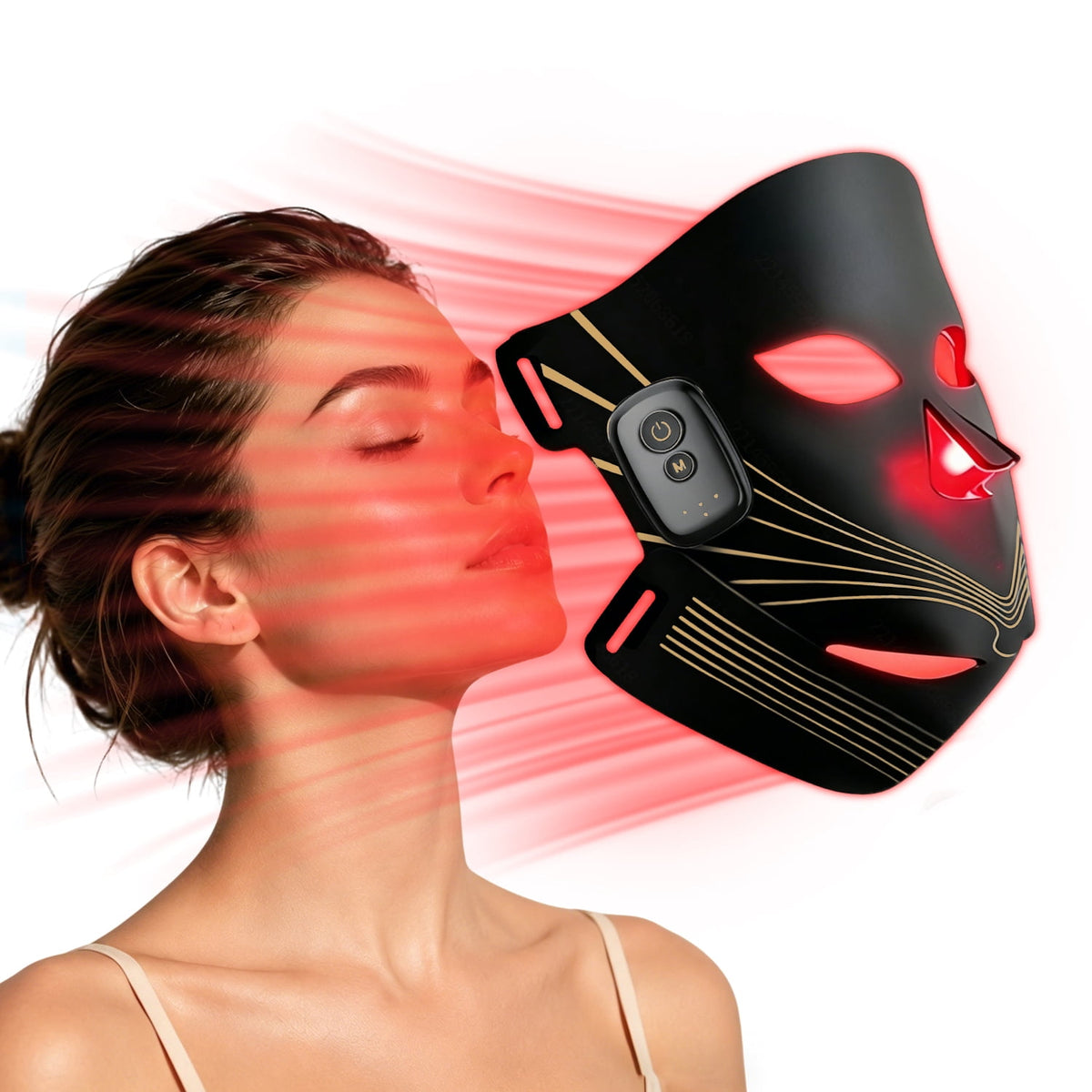 ULTREMA Red Light Therapy Face and Neck Mask, 4 Light Modes, 104 LEDs, Rechargeable Soft Silicone LED Facial Mask with Eye Protectors