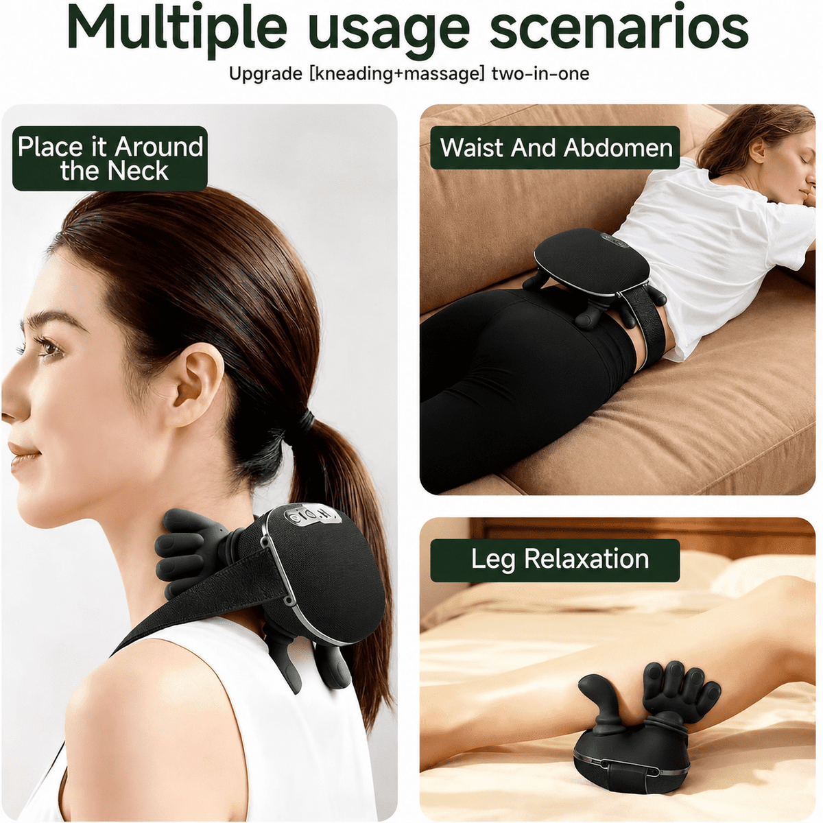 Cordless Neck Massager with Heat, Deep Tissue Shiatsu Neck and Shoulder Massager, 3-Speed Electric Cervical Back Massager with Bionic Kneading,Back, Legs and Full Body Pain Relief - Image 5