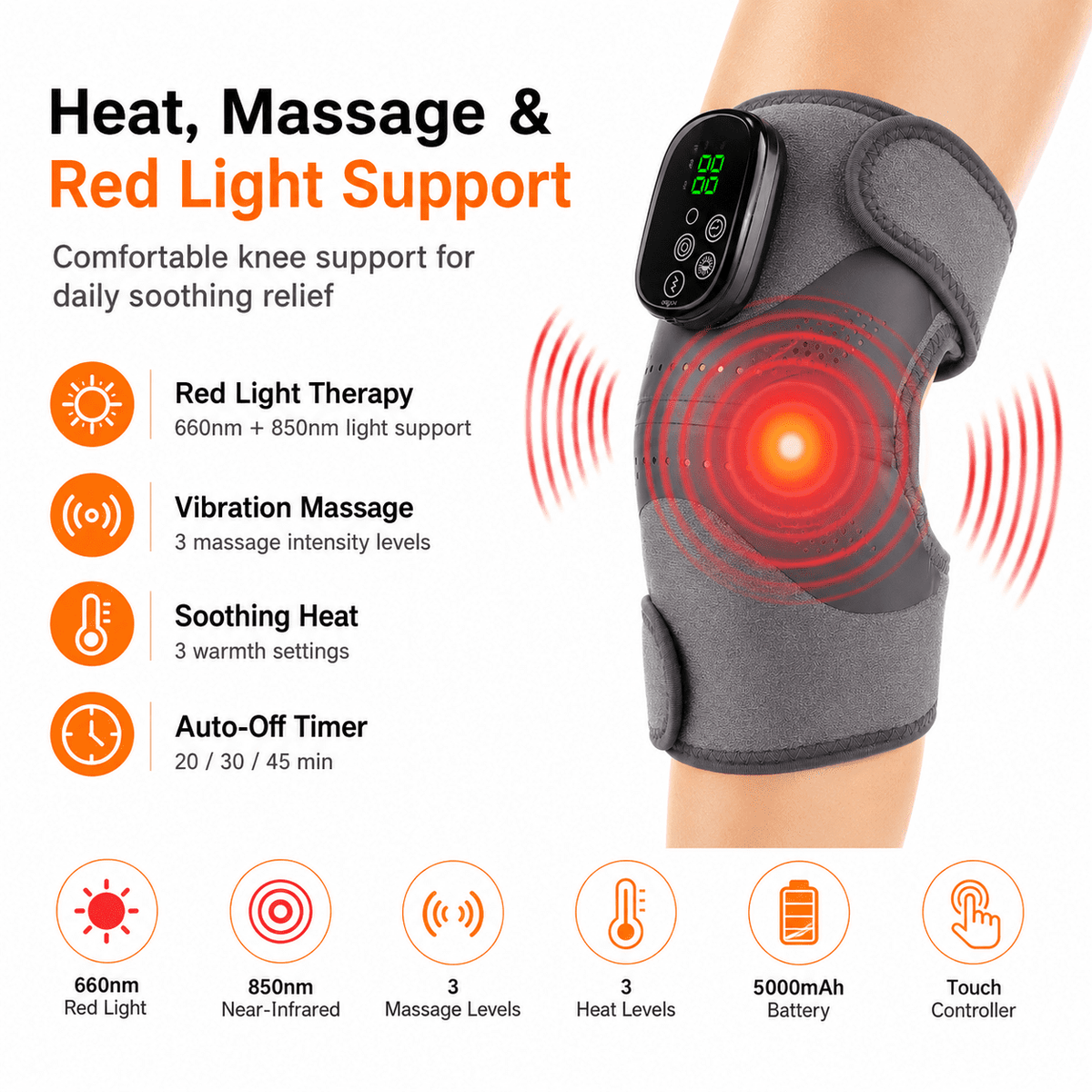 ULTREMA Heated Knee Massager Rechargeable Heated Knee Brace, Leg Shoulder Pain Relief for Women Men - Image 4