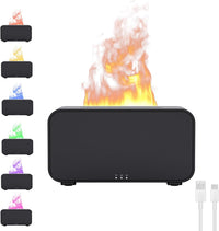 ULTREMA Flame Aroma Diffuser, Ultrasonic Humidifier with Realistic Fire Effect, Essential Oil Diffuser, Black