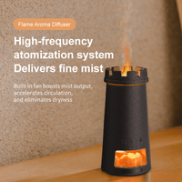 ULTREMA Lighthouse Flame Aroma Diffuser, 150ml Ultrasonic Humidifier with Himalayan Salt Rock, Essential Oil Diffuser with Auto Shut-Off for Home Bedroom, Black - Image 2