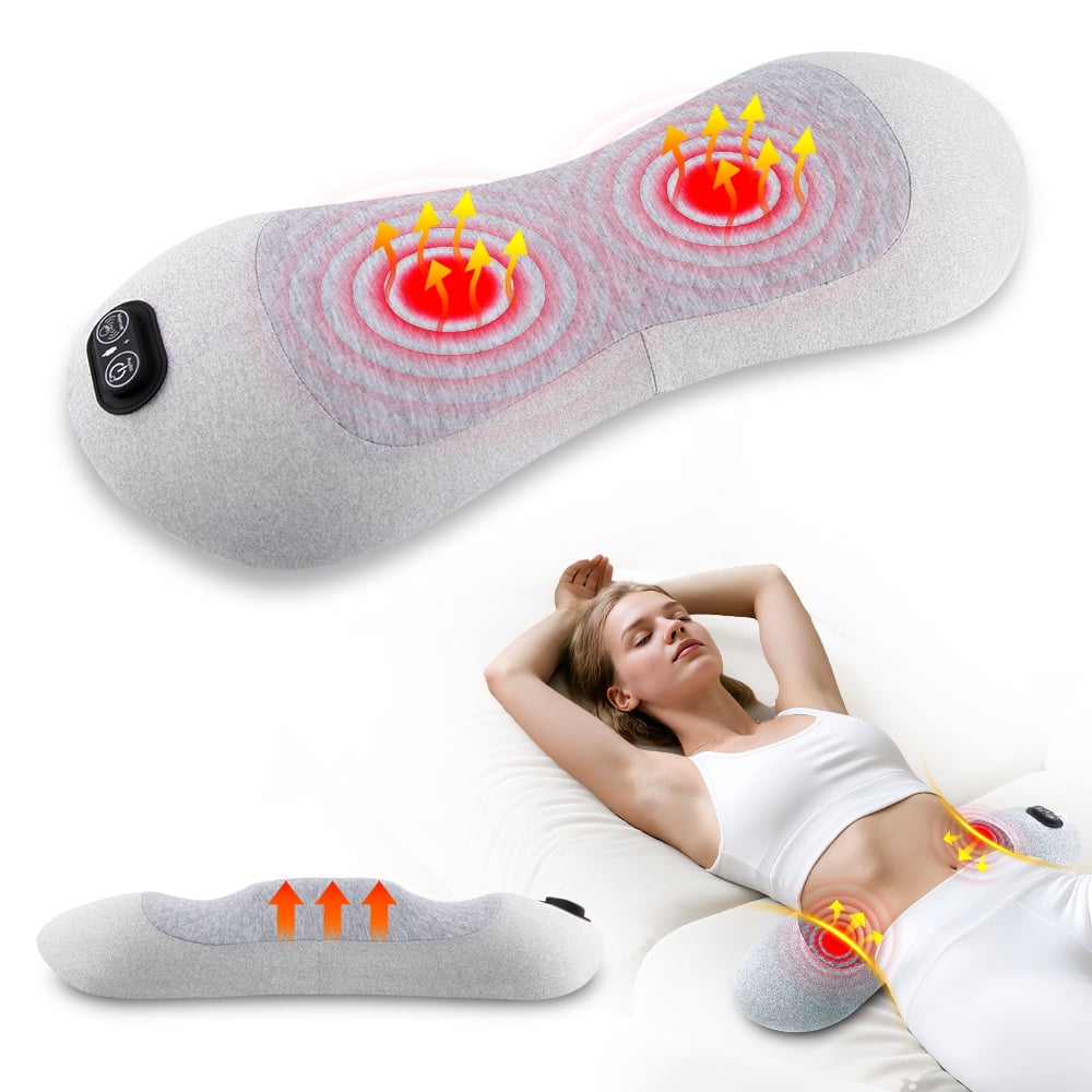 ULTREMA Cordless 3-in-1 Electric Lumbar Support Pillow with Heat, Vibration Massage and Adjustable Air Lift, Rechargeable Memory Foam Lower Back Cushion for Bed, Sofa and Office Chair, Light Gray - Image 3