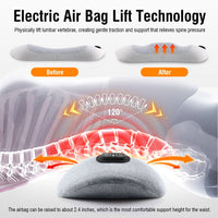 ULTREMA Cordless 3-in-1 Electric Lumbar Support Pillow with Heat, Vibration Massage and Adjustable Air Lift, Rechargeable Memory Foam Lower Back Cushion for Bed, Sofa and Office Chair, Light Gray - Image 7