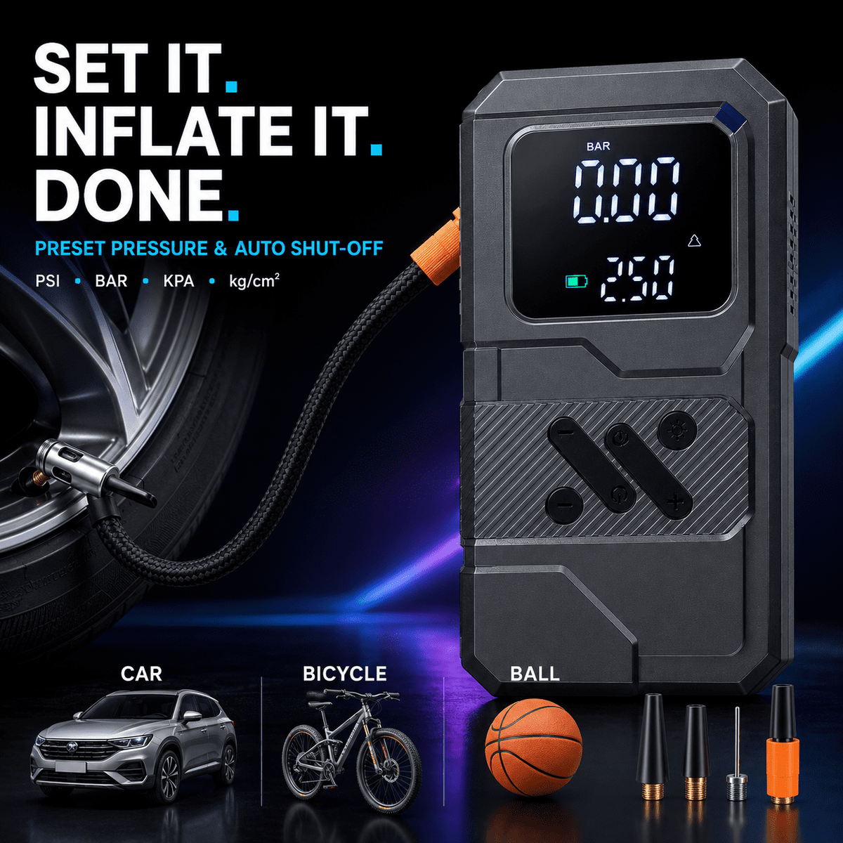 ULTREMA Portable Car Jump Starter with Air Compressor, 8000mAh 12V Auto Battery Booster Pack & Tire Inflator, 4-in-1 Jump Box, Power Bank & LED Light for Gas Engines, Motorcycle - Image 18