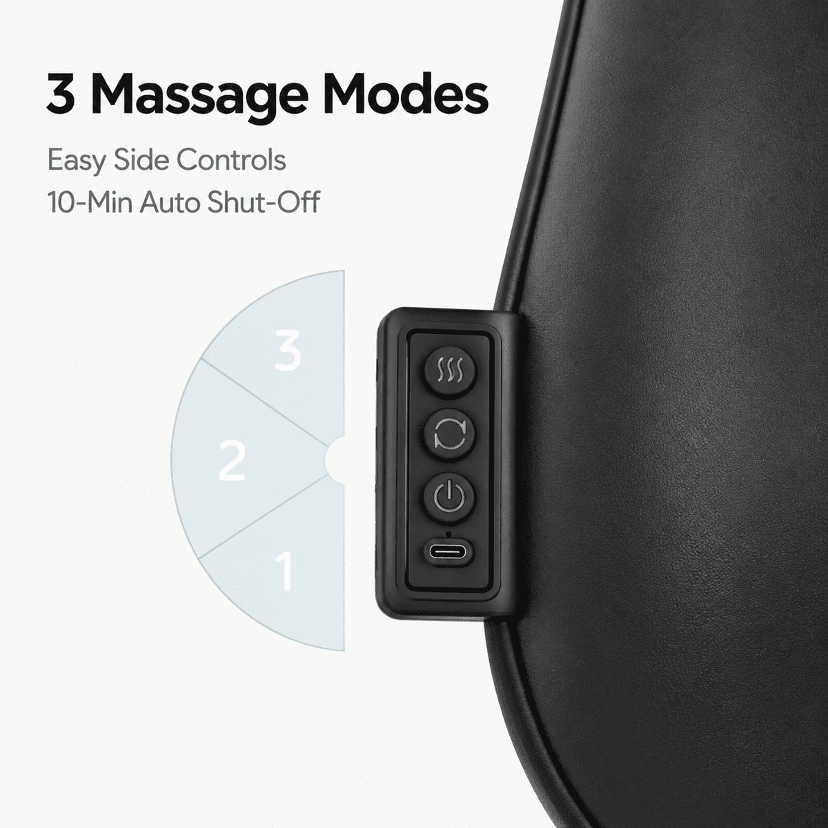 ULTREMA Cordless Back Massager with Heat, 3 Massage Modes, 42 cm Rolling Track, Rechargeable Lumbar Massage Cushion for Home and Office, Black - Image 5