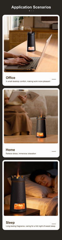 ULTREMA Lighthouse Flame Aroma Diffuser, 150ml Ultrasonic Humidifier with Himalayan Salt Rock, Essential Oil Diffuser with Auto Shut-Off for Home Bedroom, Black - Image 15