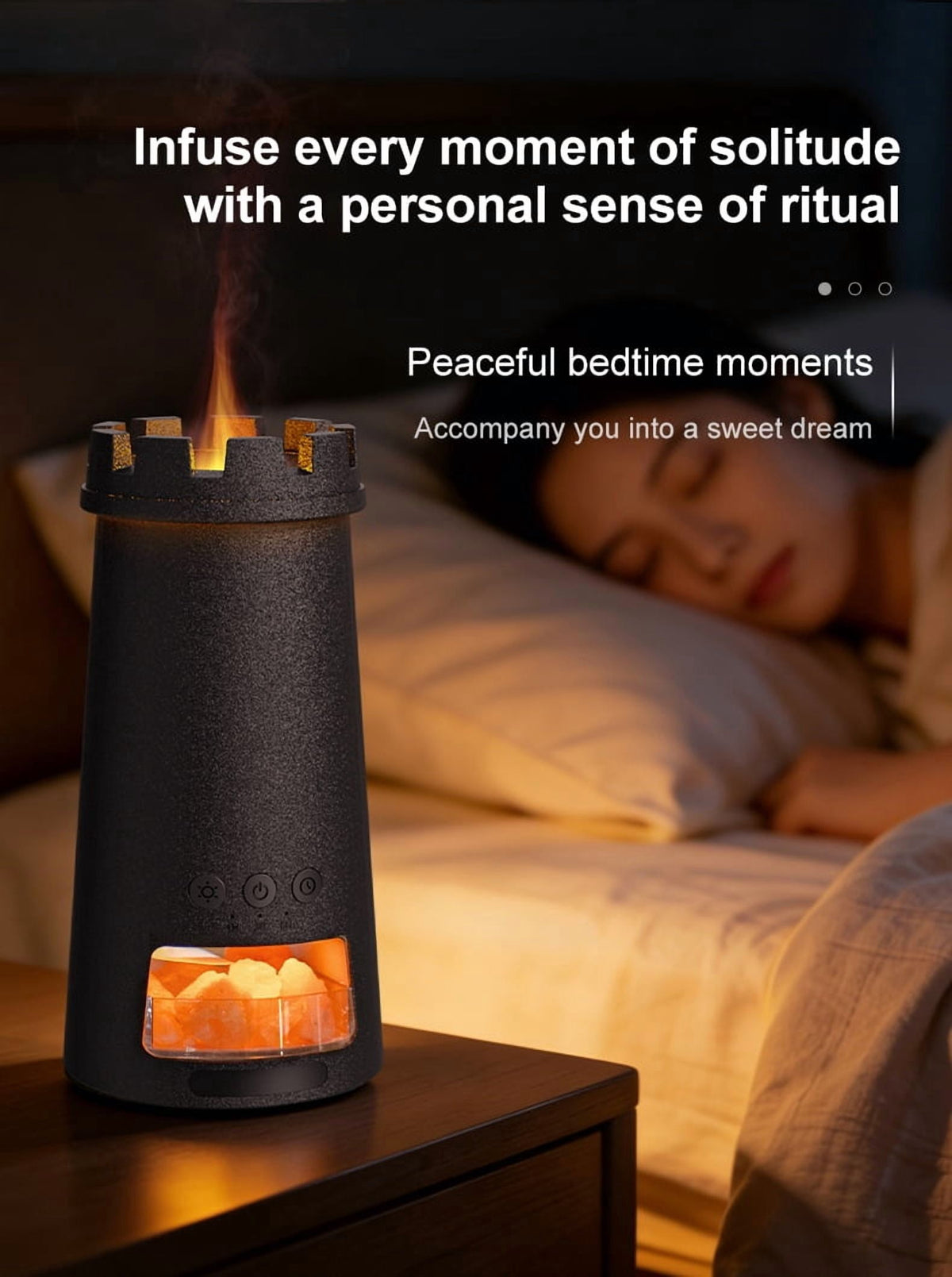 ULTREMA Lighthouse Flame Aroma Diffuser, 150ml Ultrasonic Humidifier with Himalayan Salt Rock, Essential Oil Diffuser with Auto Shut-Off for Home Bedroom, Black - Image 9