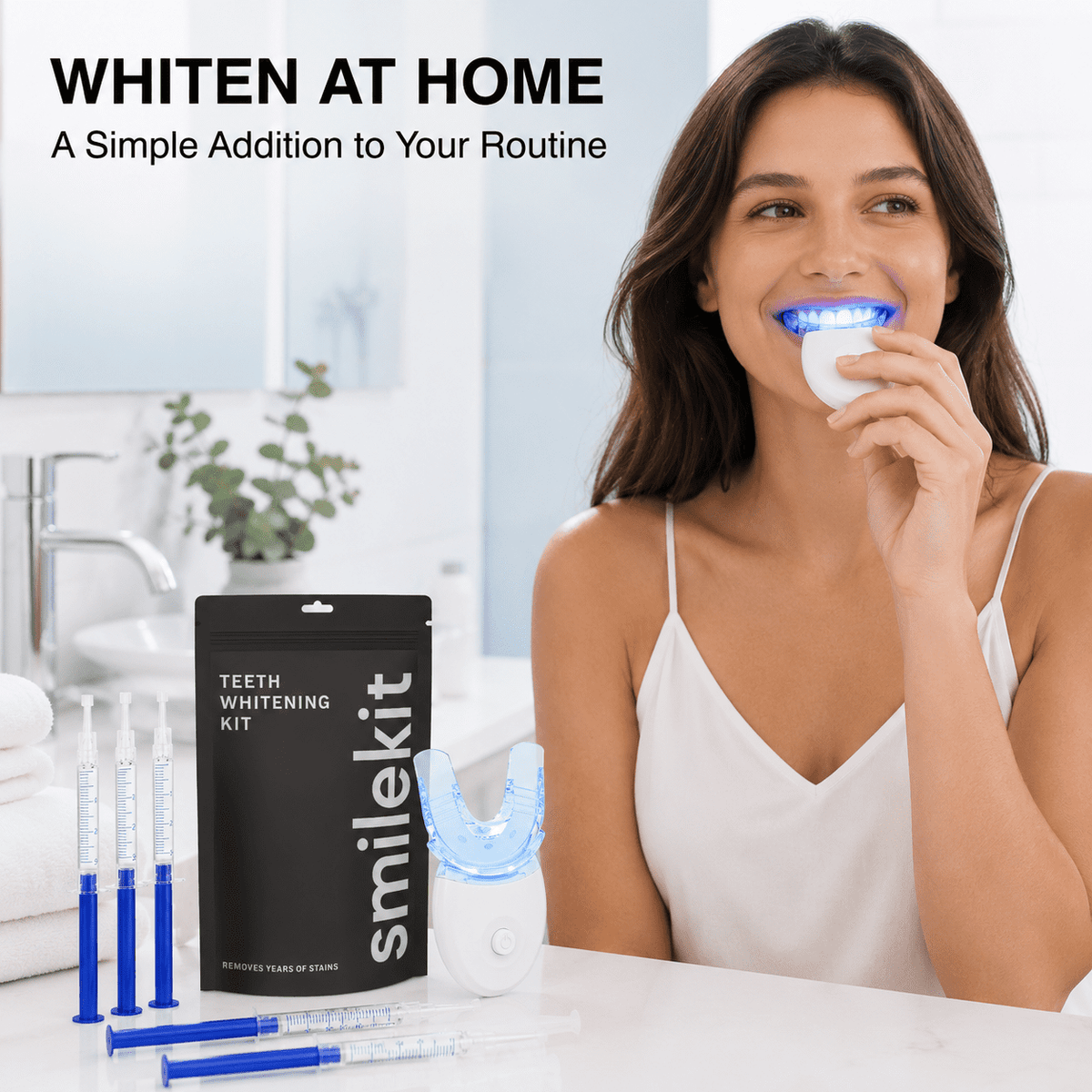 ULTREMA Teeth Whitening Kit with LED Light, 10 Whitening Gel Syringes, At-Home Teeth Whitener for Coffee, Tea and Wine Stains - Image 2